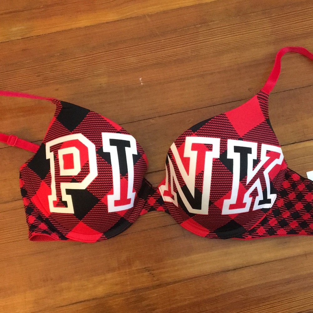 Red and black plaid bra